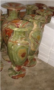 Dark Green Onyx Decorative Vase