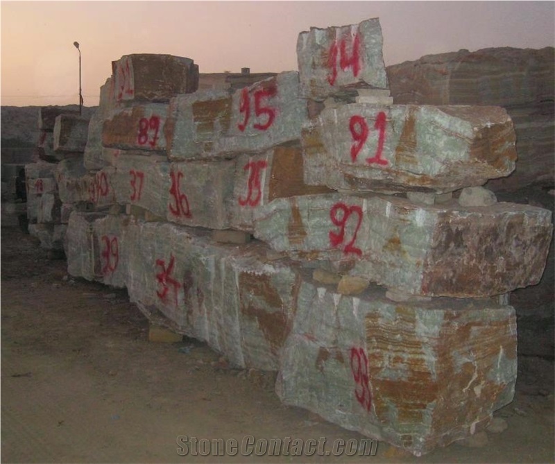 Multicolor Green Onyx Block, Pakistan Green Onyx
