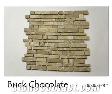 Chocolate Travertine Brick Mosaic