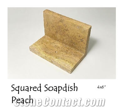 Squared Soapdish Peach Travertine 4x6