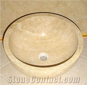 Ivory Cream Beige Travertine Sink