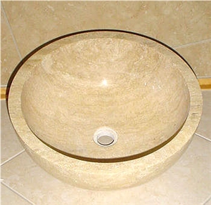 Ivory Cream Beige Travertine Sink