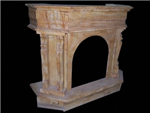 Teak Wood Yellow Marble Fireplaces Teak Wood Yellow Marble Fireplaces