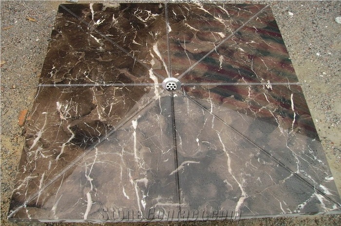 Dark Emperador Marble Shower Tray