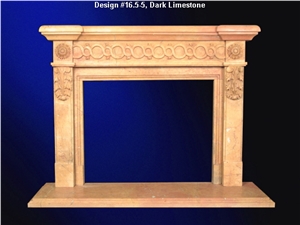 Dark Yellow Limestone Fireplace