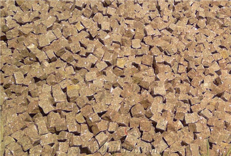 Yellow Rust Granite Cubestone