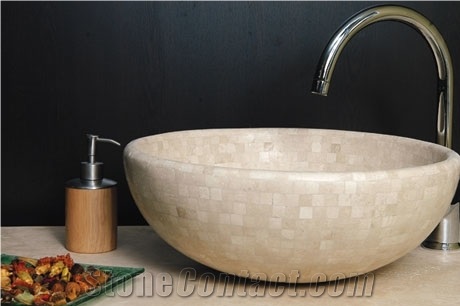 Beige Limestone Mosaic Sink