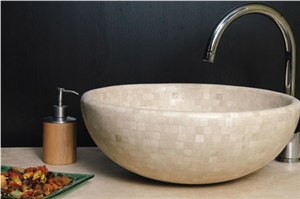 Beige Limestone Mosaic Sink