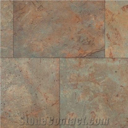 Copper Slate Slabs & Tiles, India Brown Slate