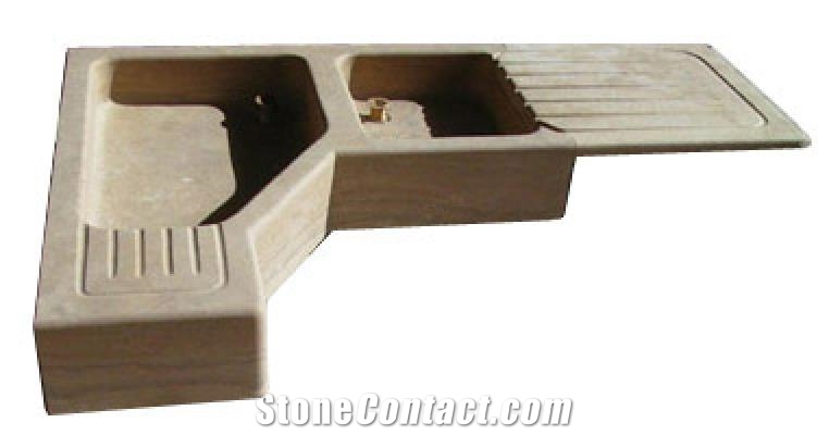 Limestone Kitcen Top, Sink