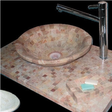 Mosaic Vanity Top, Basin, Jerusalem Gold Yellow Limestone Vanity Tops