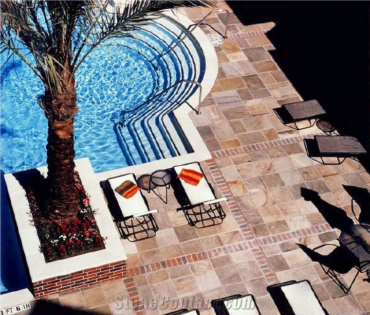 Brazilian Quartzite Floor and Pool Border