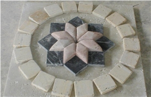Persian Noce Travertine Mosaic Medallion