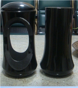 China Factory Shanxi Black Granite, Absolute Black Stone Vases, Lamps for Tombstone and Monuments