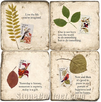 Tumbled Marble Decoratives-Floral