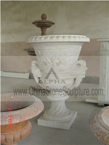 White Marble Flowerpot, White Marble Pots