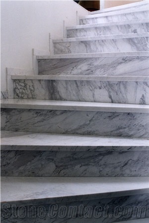 Semi White Marble Stairs, Volax White Marble Stairs
