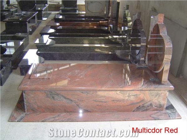 Multicolor Red Granite Tombstone,Monument