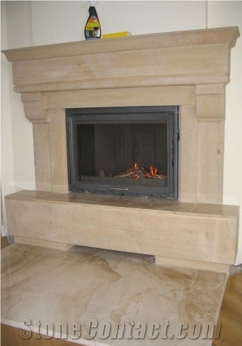 Breccia Sarda Limestone Fireplace