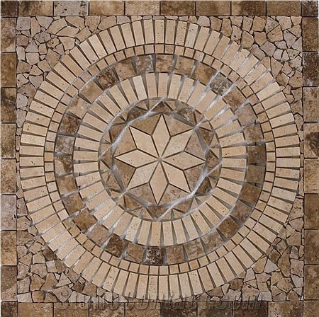 Topkapi Square Travertine Floor Medallion