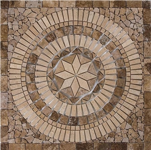 Topkapi Square Travertine Floor Medallion