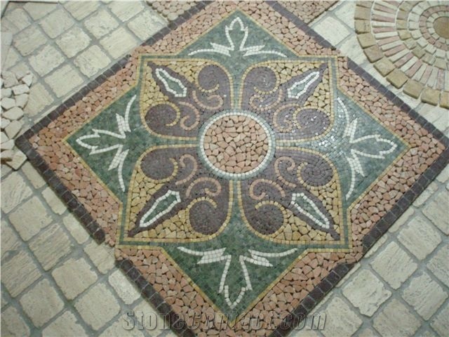 Mesh Mounted Mosaic Travertine Medallion