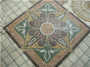 Mesh Mounted Mosaic Travertine Medallion
