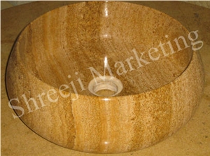 Stone Wash Basin, Yellow Marble Wash Basin