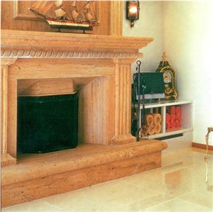 Beige Travertine Fireplace