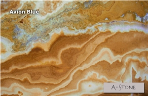 Avion Blue Onyx Slabs & Tiles, Iran Blue Onyx