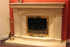 Beige Marble Fireplace