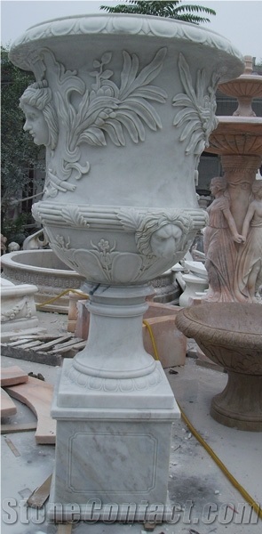 White Marble Flower Pot