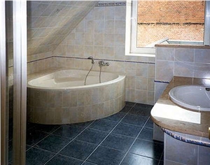 Beige Travertine Mosaic Bathtub Surround