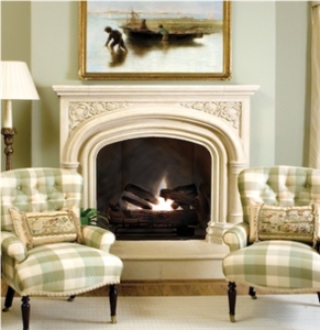 Lily Marie Mantel, Scagliola Beige Limestone Fireplace Mantel