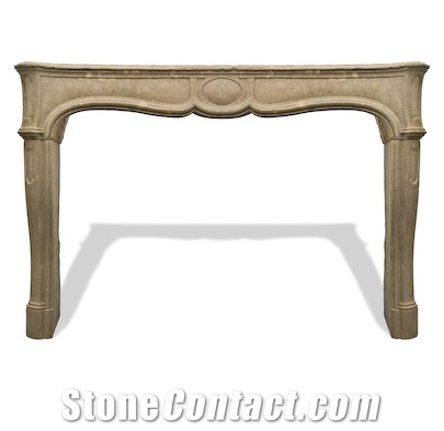 Rocheret Bayadere Antique Mantels, Rocheret Bayadere Beige Limestone Fireplace