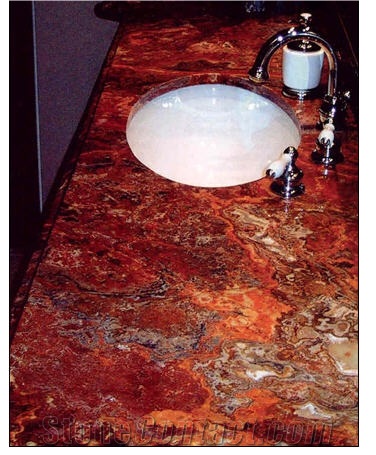 Multicolor Red Onyx Bathroom Top