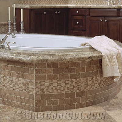 Mexican Noce Tumbled Travertine Bath Tub