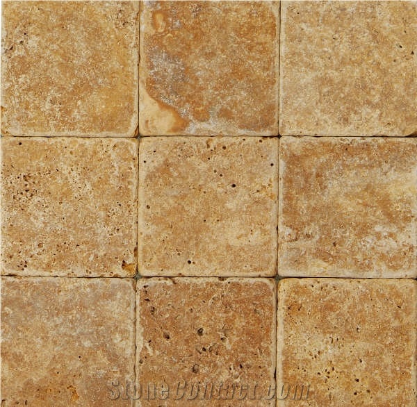Gold Travertine Tumbled Mosaic