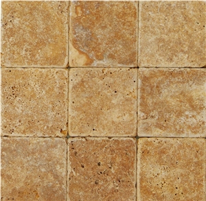Gold Travertine Tumbled Mosaic
