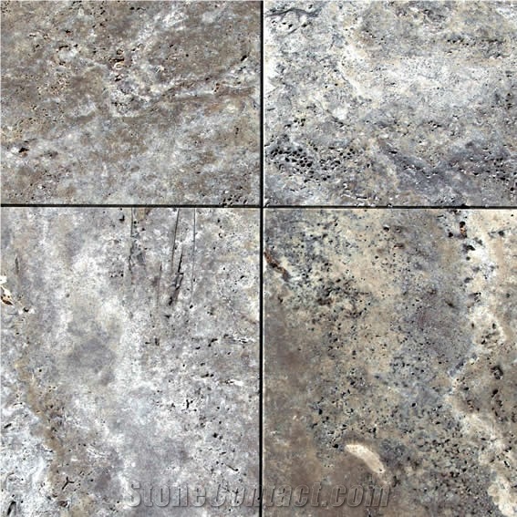 Afyon Silver Travertine Slabs & Tiles, Turkey Grey Travertine