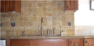 Gold Travertine Backsplash