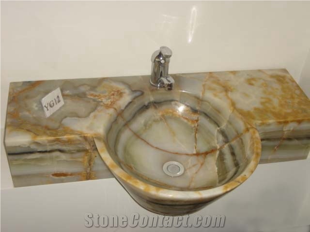 Light Green Onyx Bath Top with Sink