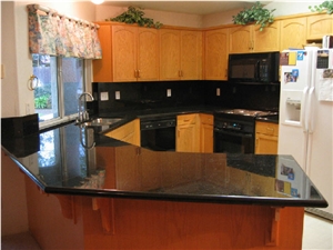 Black Galaxy Granite Kitchen Countertop, Galaxy Black Granite
