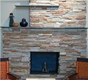 Ledgestone Red Rock Fireplace, Brown Slate Fireplace Surround