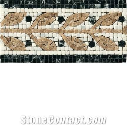 6" X 12" Olive Border, Colored Marble