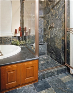 Ice Flower Soapstone Bath, Ice Flower Green Soapstone, Bathroom Design