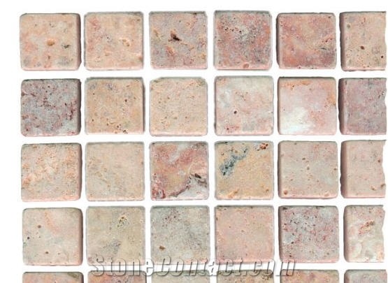 Light Red Travertine Mosaic, Gras Red Travertine Mosaic