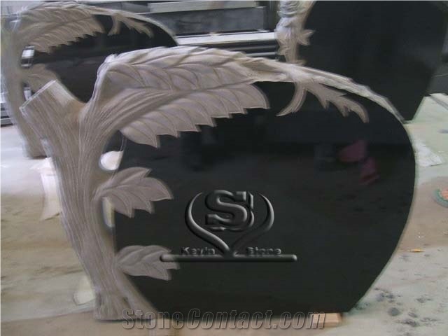 Black Granite Tree Covering Headstone