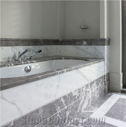 Calacatta Marble Bathtup, Deck and Surround