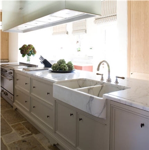 Calacatta Marble Kitchen Top, White Marble